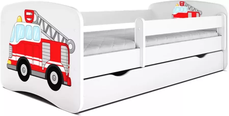 Kocot Kids Bed babydreams wit brandweer met matras en lade 180 80- Wit