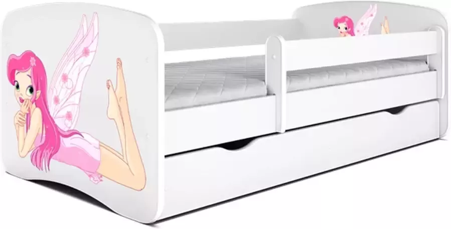 Kocot Kids Bed babydreams wit fee met vleugels met lade matras 160 80