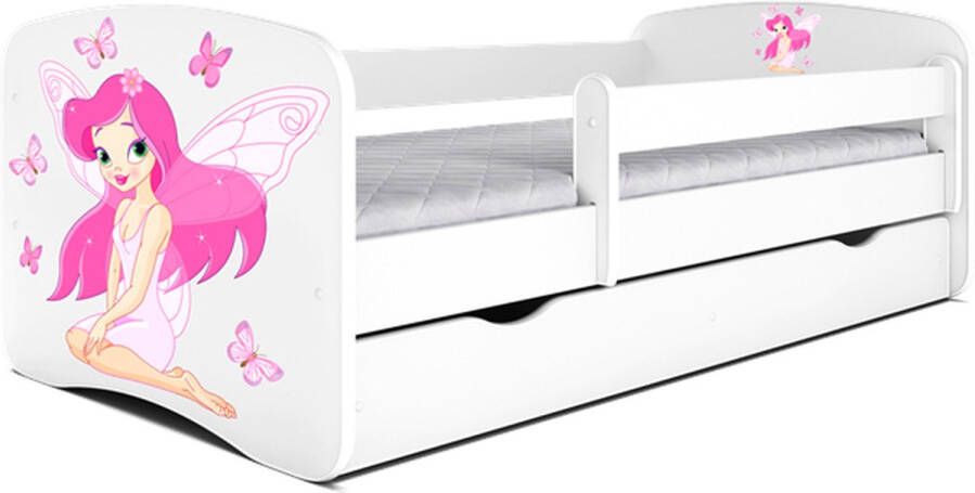 Kocot Kids Bed babydreams wit fee met vlinders zonder lade met matras 160 80 Kinderbed Wit