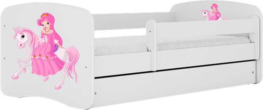 Kocot Kids Bed babydreams wit prinses op paard met lade met matras 140 70 Kinderbed Wit