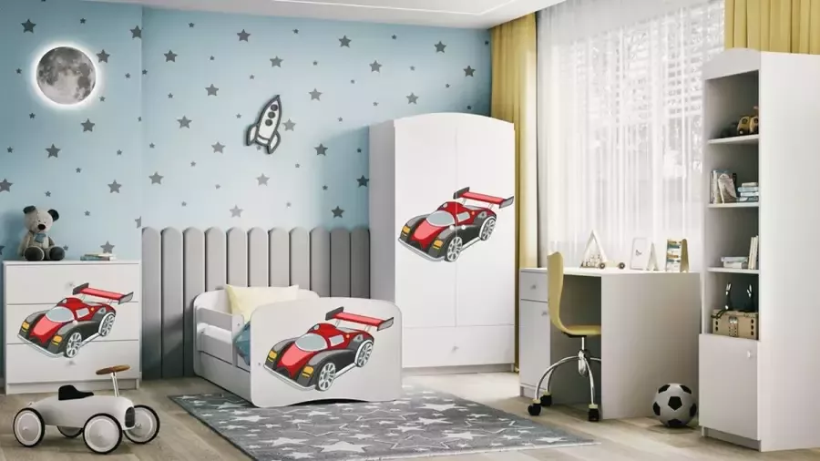 Kocot Kids Bed babydreams wit raceauto met lade met matras 180 80 Kinderbed Wit