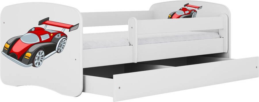 Kocot Kids Bed babydreams wit raceauto met lade met matras 180 80 Kinderbed Wit