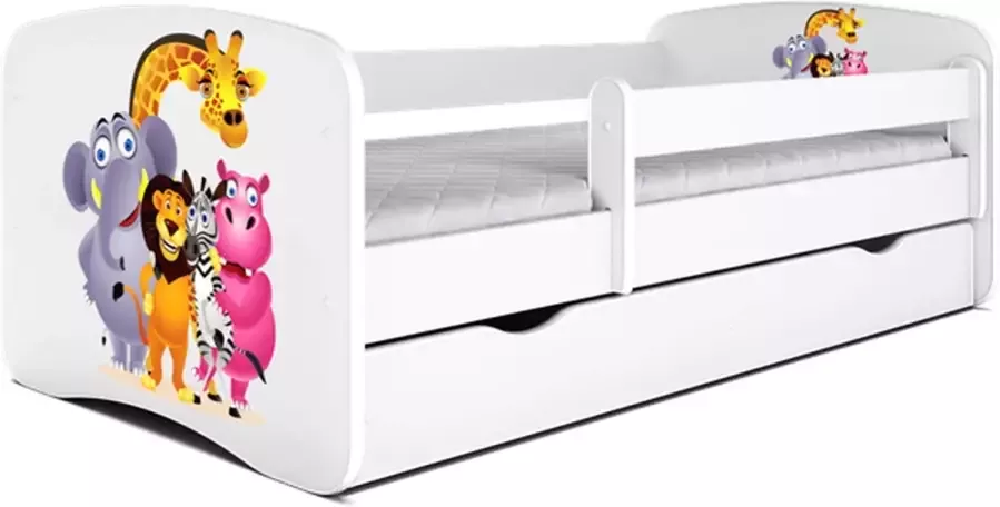 Kocot Kids Bed babydreams wit dierentuin met lade met matras 140 70 Kinderbed Wit