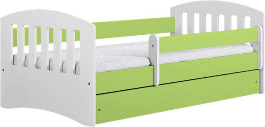 Kocot Kids Bed classic 1 groen met lade met matras 140 80 Kinderbed Groen