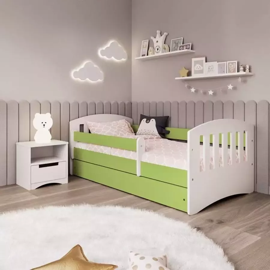 Kocot Kids Bed Classic 1 groen met lade met matras 180 80 Kinderbed Groen