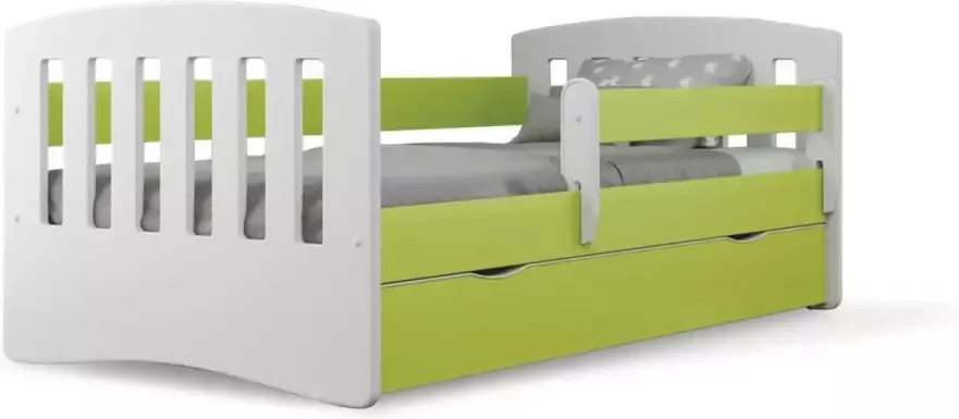 Kocot Kids Bed classic 1 groen met lade zonder matras 140 80 Kinderbed Groen