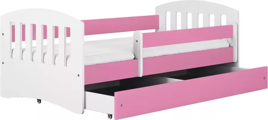 Kocot Kids Bed classic 1 roze met lade met matras 140 80 Kinderbed Roze