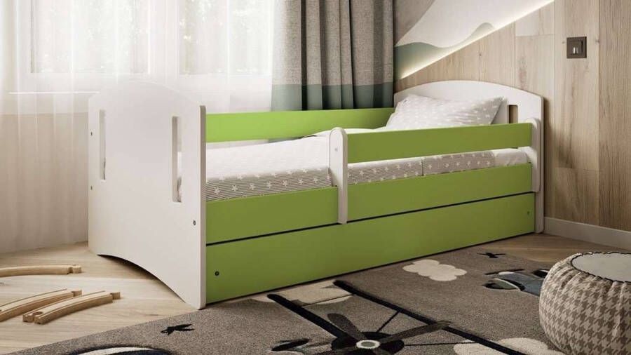 Kocot Kids Bed Classic 2 groen met lade met matras 160 80 Kinderbed Groen