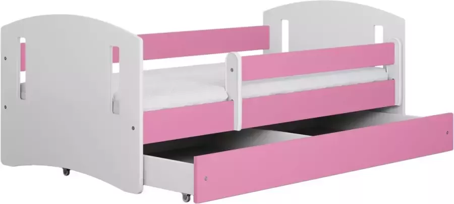 Kocot Kids Bed classic 2 roze met lade met matras 140 80 Kinderbed Roze