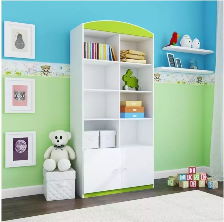 Kocot Kids Dubbele boekenkast gesloten groen Halfhoge kast Groen