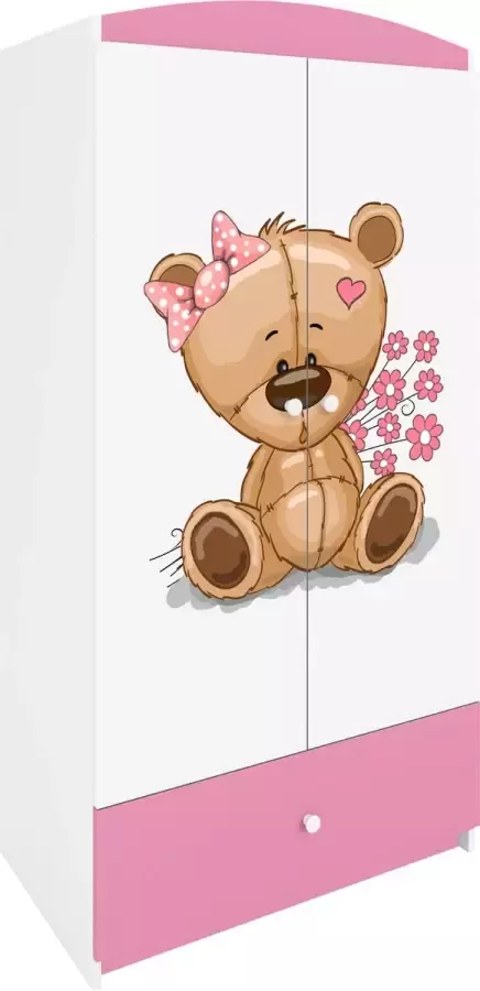 Kocot Kids Kledingkast babydreams roze teddybeer bloemen Halfhoge kast Roze