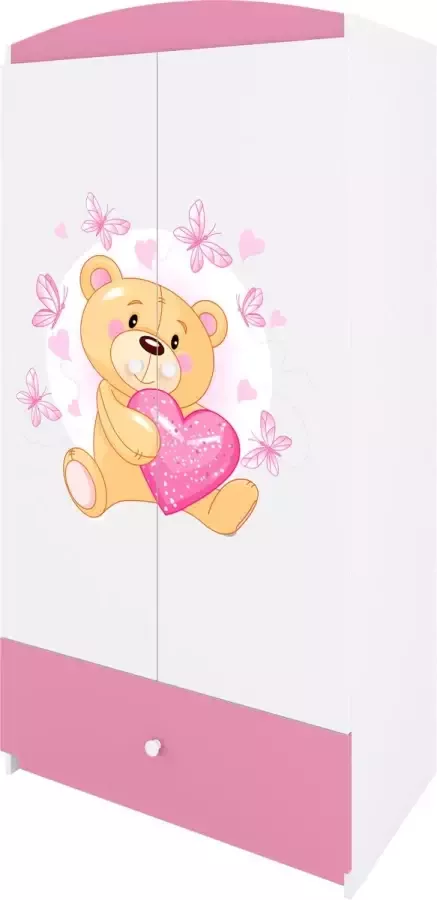 Kocot Kids Kledingkast babydreams roze teddybeer vlinders Halfhoge kast Roze