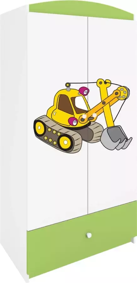 Kocot Kids Kledingkast babydreams groen graafmachine Halfhoge kast Groen