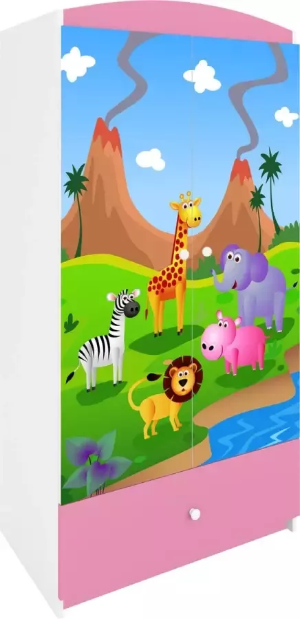 Kocot Kids Kledingkast babydreams roze safari Halfhoge kast Roze