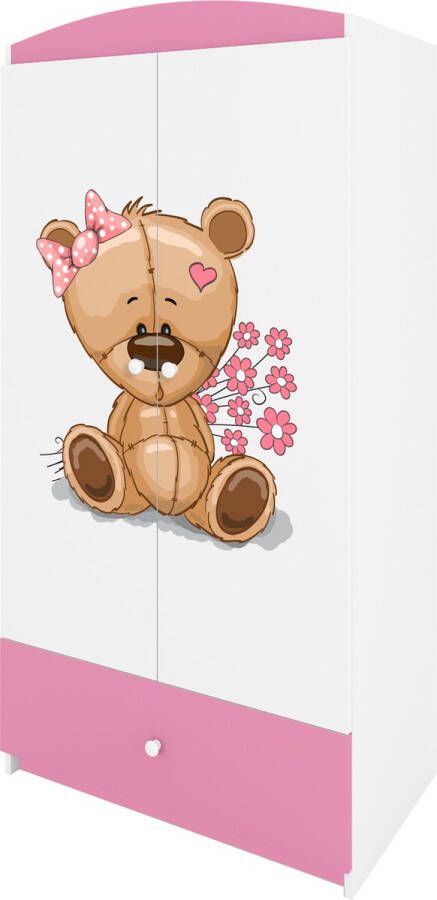 Kocot Kids Kledingkast babydreams roze teddybeer bloemen Halfhoge kast Roze