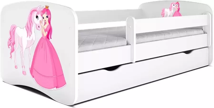 Kocot Bed babydreams wit Princes met paard met matras en lade 160 80