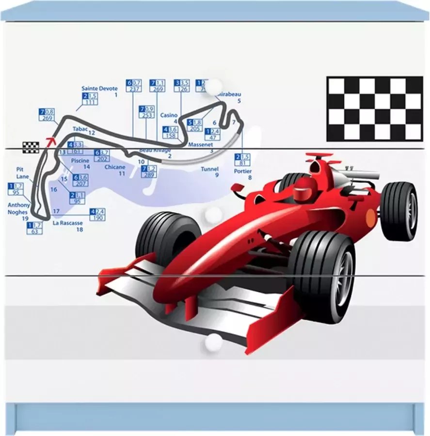 Kocot Kids Ladekast babydreams blauw Formule 1 Halfhoge kast Blauw