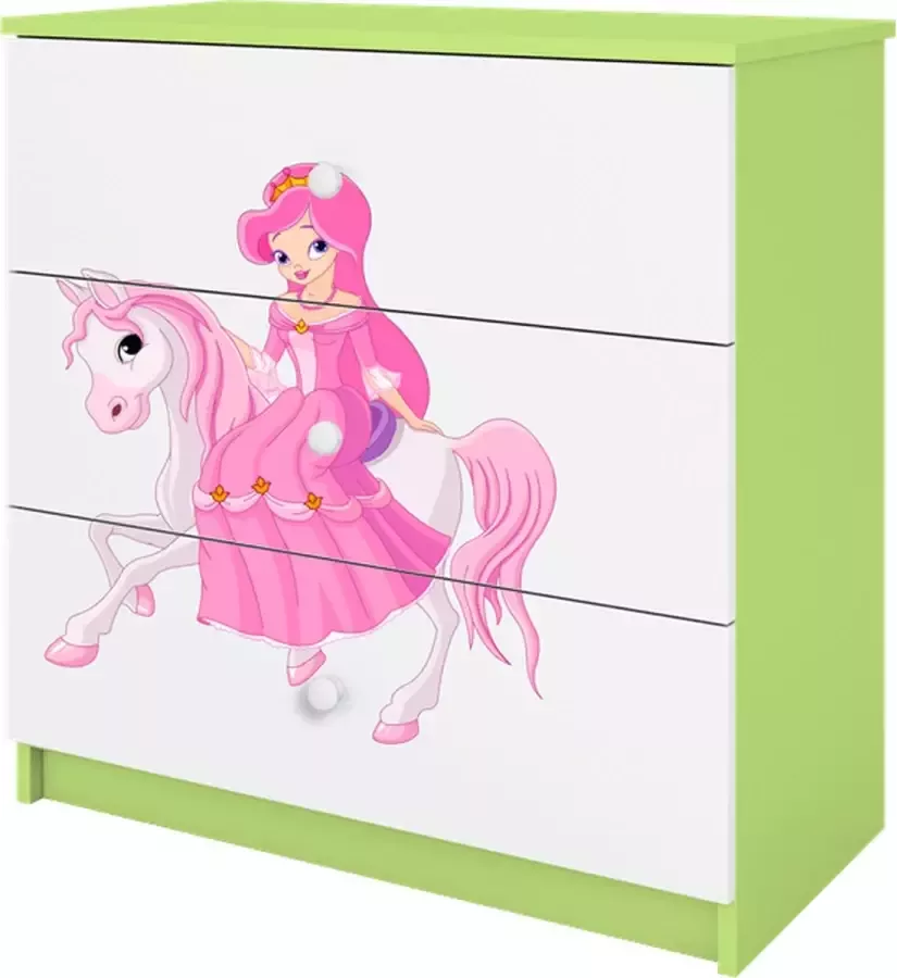 Kocot Kids Ladekast babydreams groen prinses op paard Halfhoge kast Groen