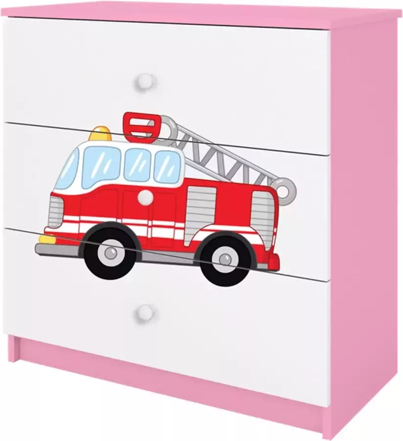 Kocot Kids Ladekast Babydreams roze brandweer Halfhoge kast Roze