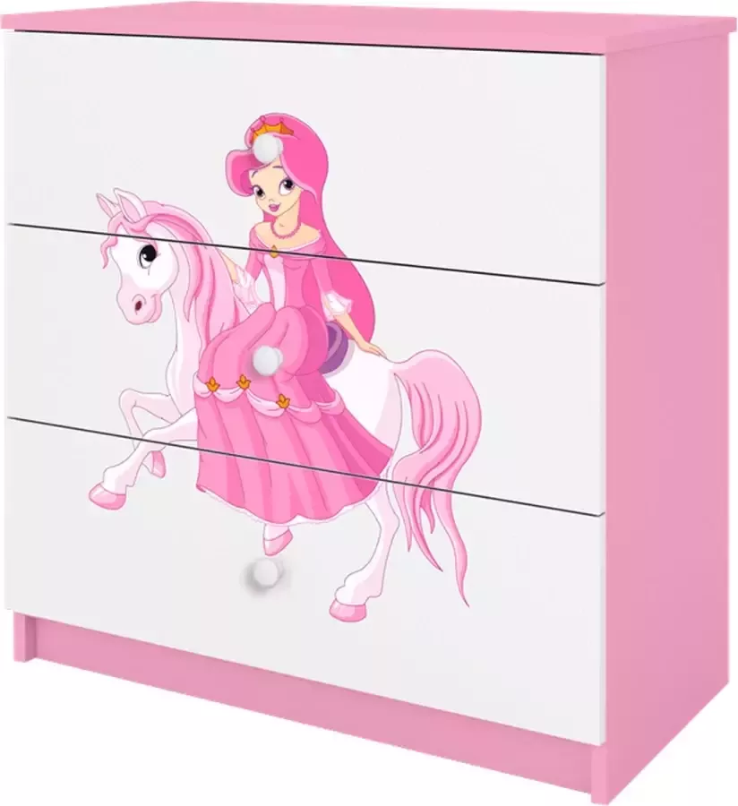 Kocot Kids Ladekast babydreams roze prinses op paard Halfhoge kast Roze