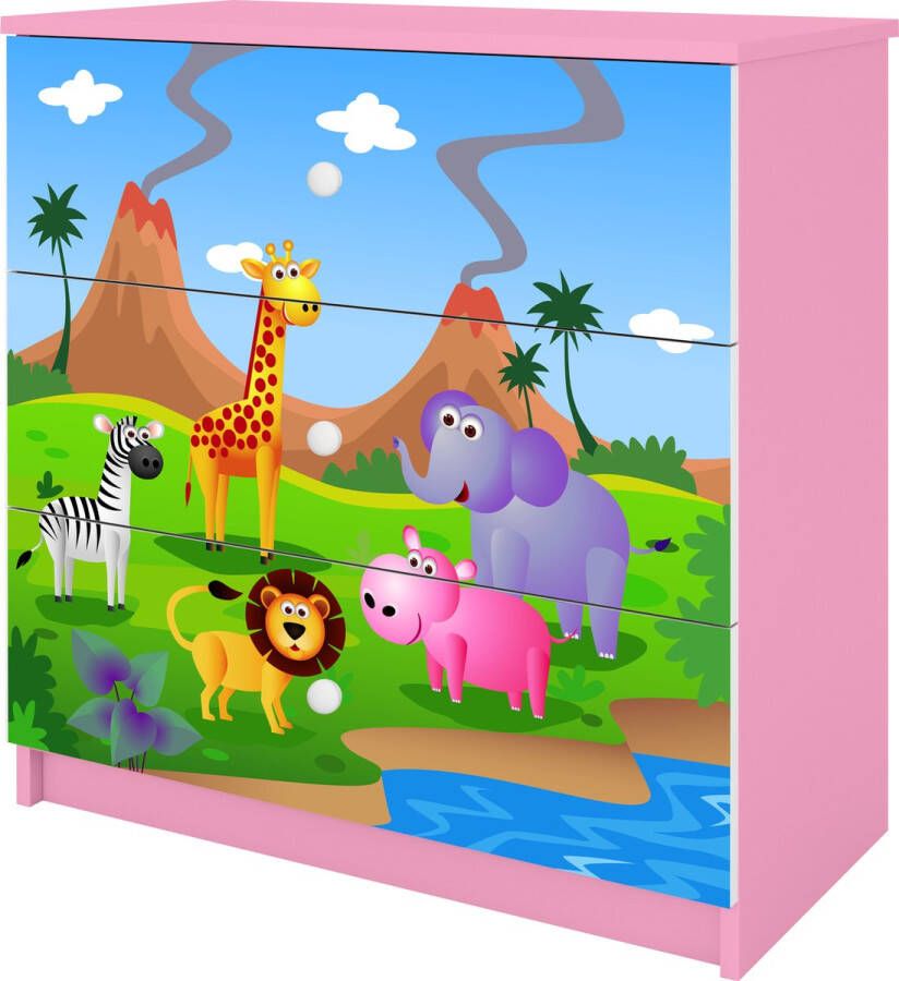 Kocot Kids Ladekast babydreams roze safari Halfhoge kast Roze