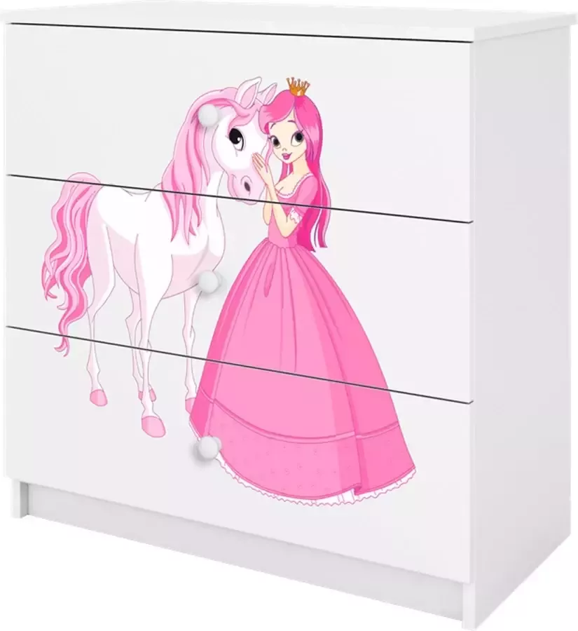 Kocot Kids Ladekast Babydreams wit princes op paard Halfhoge kast Wit