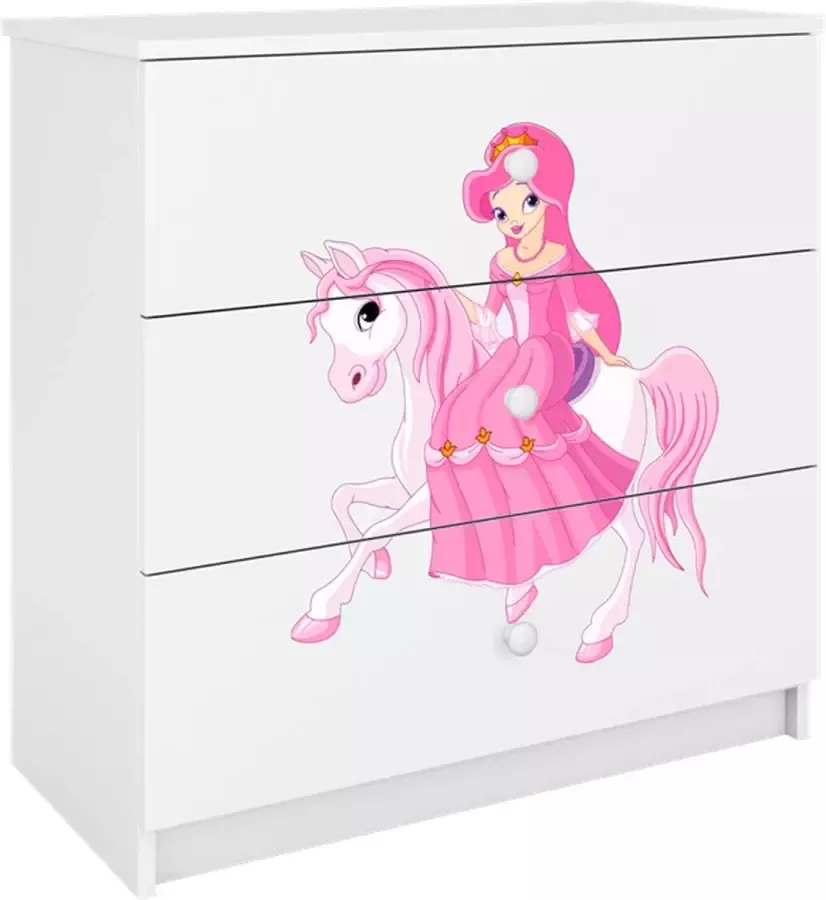 Kocot Kids Ladekast babydreams wit prinses op paard Halfhoge kast Wit