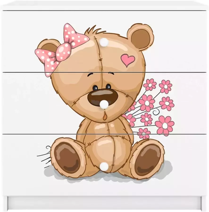 Kocot Kids Ladekast babydreams wit teddybeer bloemen Halfhoge kast Wit