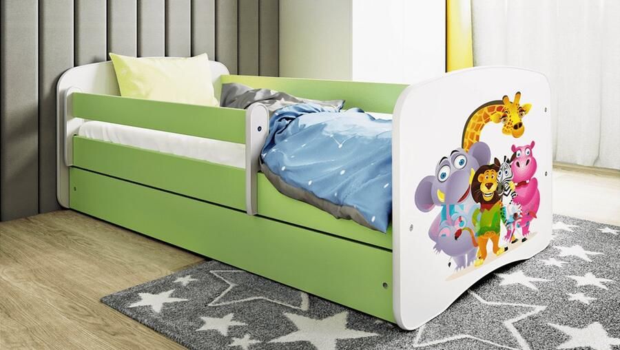 Kocot Kids Bed babydreams groen dierentuin zonder lade met matras 160 80 Kinderbed Groen