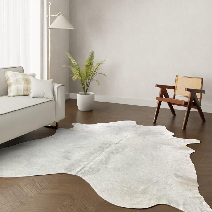 Koeienhuidkopen.nl GIGANTISCH wit grijs koeienhuid vloerkleed XXXL wit grijze koeienkleed bonte koeienvel -ENORM dierenhuid dierenvel koehuid antraciet - Foto 2