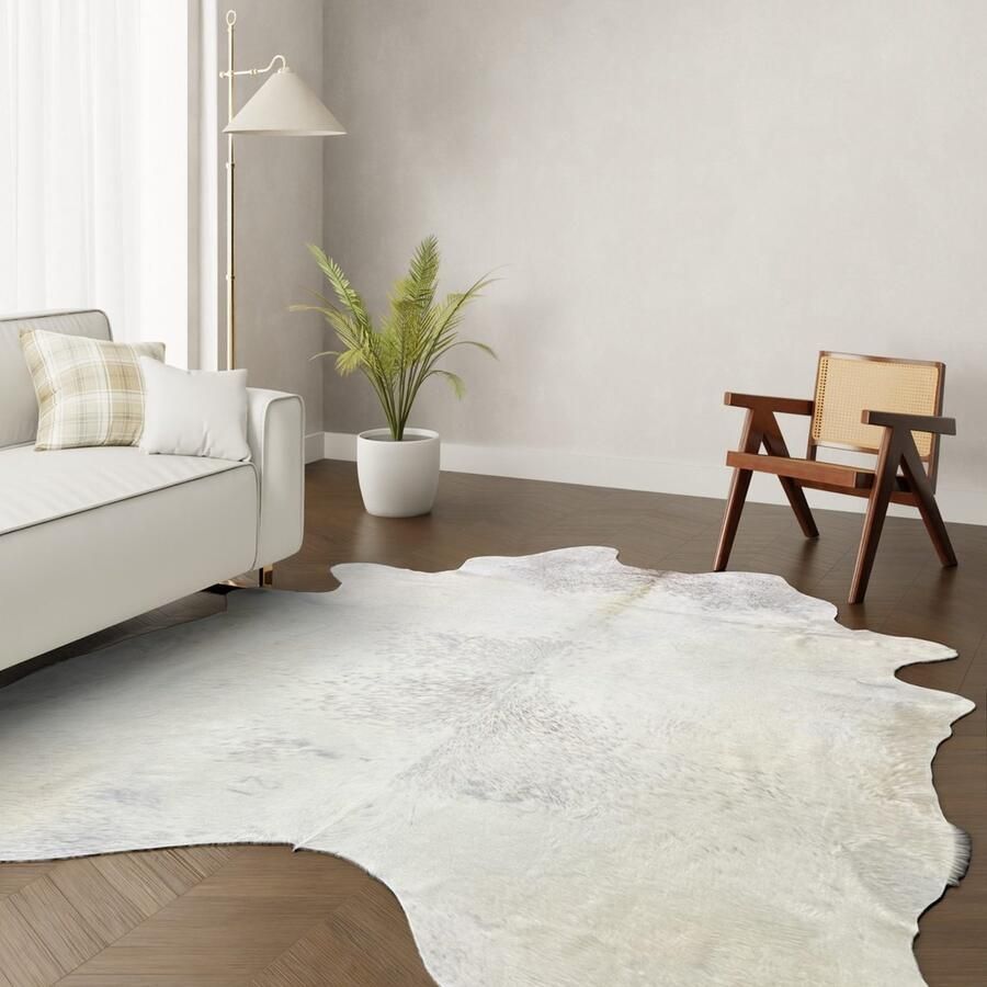 Koeienhuidkopen.nl GIGANTISCHE 2 50x2 20 gebroken witte koeienhuid vloerkleed EXTREEM GROTE crème witte koeienkleed koeienvel off white XXXL koehuid dierenhuid dierenvel