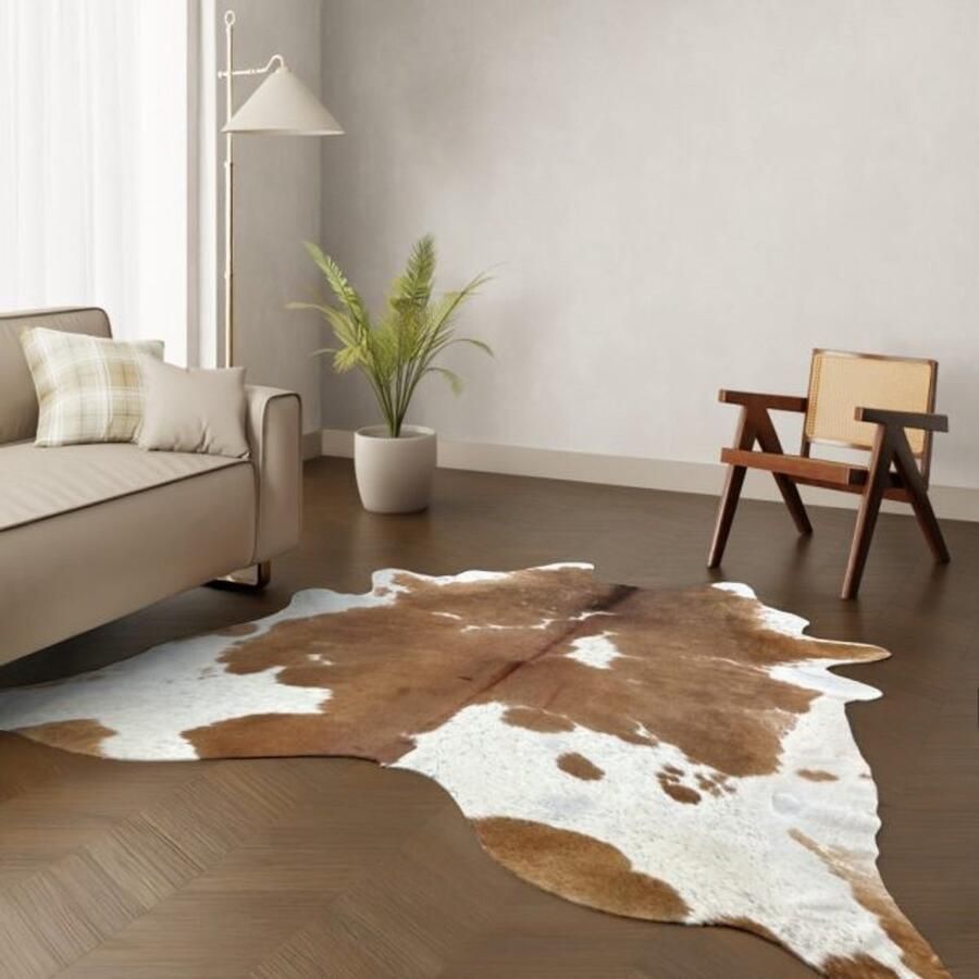 Koeienhuidkopen.nl GIGANTISCHE 280x260 cm! Lichtbruin gevlekte koeienhuid vloerkleed ENORM koeienkleed tapijt beige bont koeienvel groot Bont zandkleur XXXL dierenhuid dierenvel bruin koehuid tapijt - Foto 3