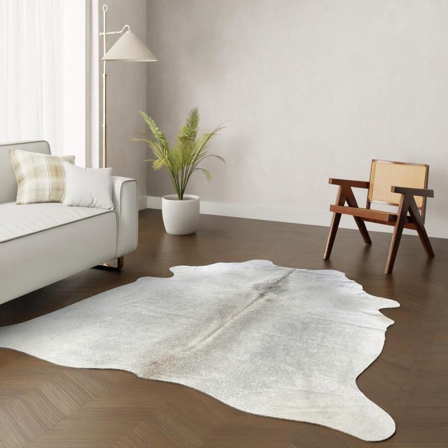 Koeienhuidkopen.nl GIGANTISCH wit grijs koeienhuid vloerkleed XXXL wit grijze koeienkleed bonte koeienvel -ENORM dierenhuid dierenvel koehuid antraciet