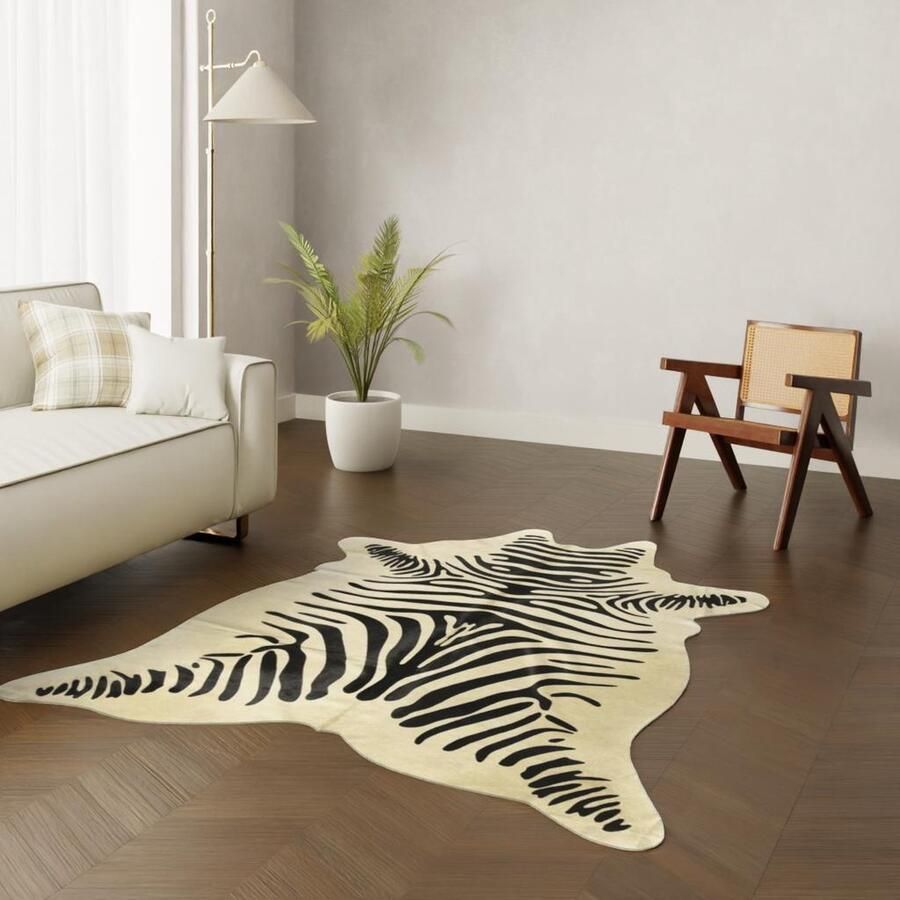 Koeienhuidkopen.nl Midden bruin gestreepte koeienhuid vloerkleed Gestreept bruin koeienkleed tijger koeienvel dierenhuid dierenvel koehuid tijger - Foto 3