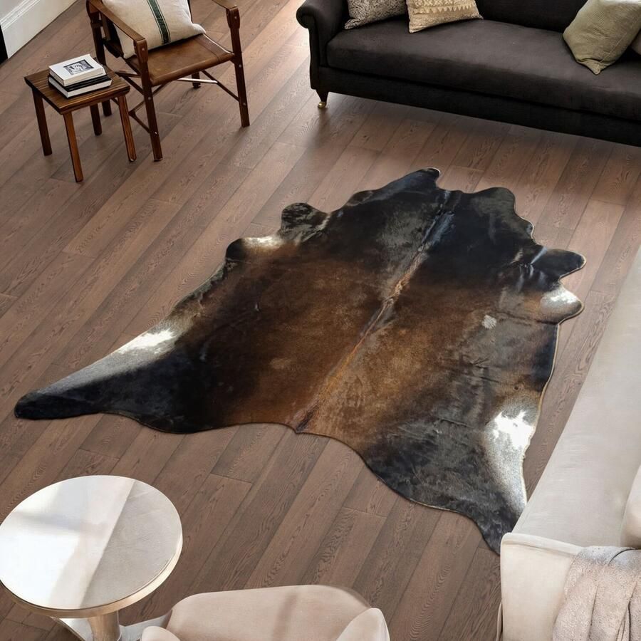 Koeienhuidvloerkleed.nl Koeienhuid Vloerkleed Bruin 205 x 198 cm Koeienkleed Koeienvel Dierenvel Dierenhuid Koehuid Tapijt