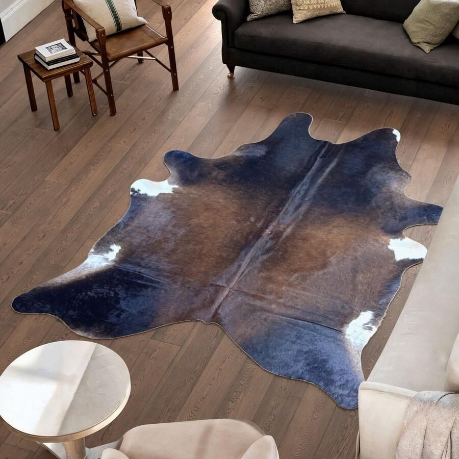 Koeienhuidvloerkleed.nl Koeienhuid Vloerkleed XL (Groot) Beige Wit 227 x 214 cm Koeienkleed Koeienvel Dierenvel Dierenhuid Koehuid Tapijt