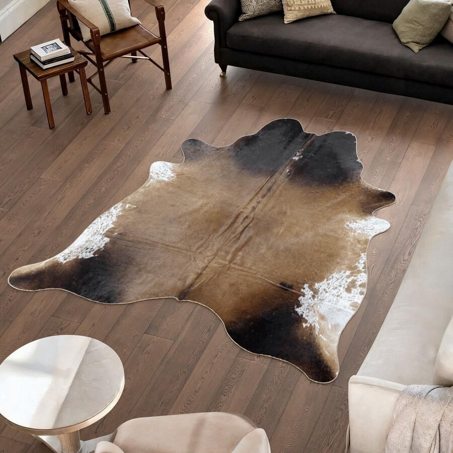 Koeienhuidvloerkleed.nl Koeienhuid Vloerkleed Bruin 216 x 195 cm Koeienkleed Koeienvel Dierenvel Dierenhuid Koehuid Tapijt - Foto 2
