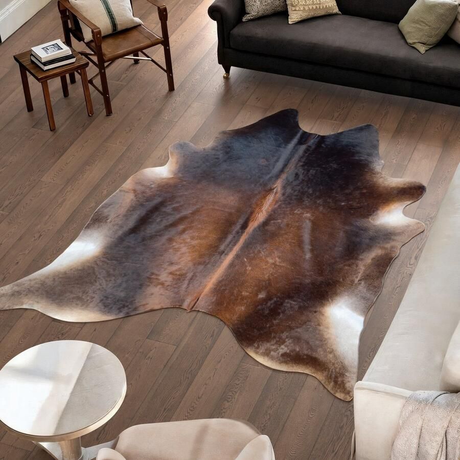 Koeienhuidvloerkleed.nl Koeienhuid Vloerkleed Bruin 243 x 211 cm Koeienkleed Koeienvel Dierenvel Dierenhuid Tapijt