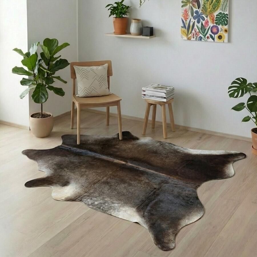 Koeienhuidvloerkleed.nl Koeienhuid Vloerkleed Effen Solid 0162 217 x 201 cm Koeienkleed Koeienvel Dierenvel Dierenhuid Koehuid Tapijt - Foto 3