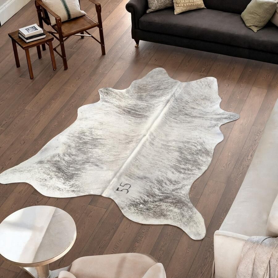 Koeienhuidvloerkleed.nl Koeienhuid Vloerkleed Grijs Wit 226 x 196 cm Koeienkleed Koeienvel Dierenvel Dierenhuid Tapijt