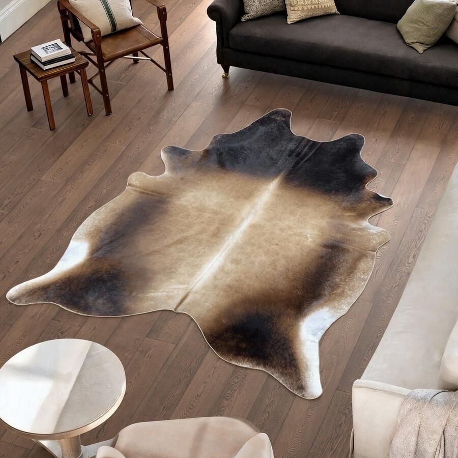 Koeienhuidvloerkleed.nl Koeienhuid Vloerkleed XL (Groot) Beige 236 x 184 cm Koeienkleed Koeienvel Dierenvel Dierenhuid Koehuid Tapijt