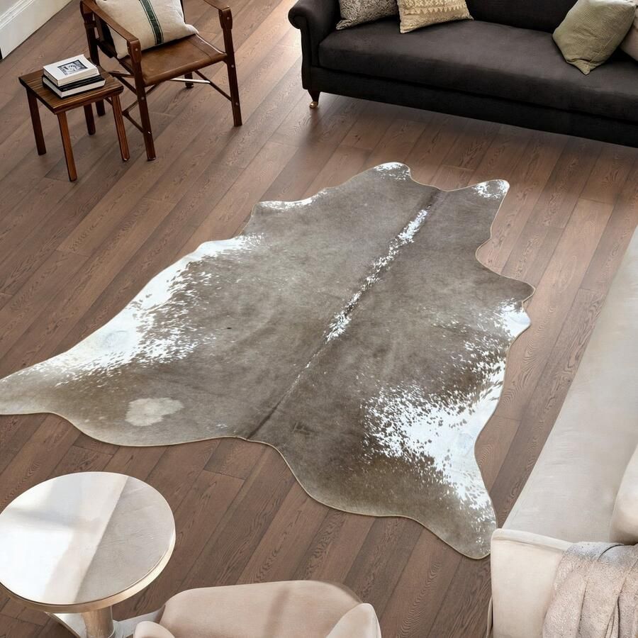 Koeienhuidvloerkleed.nl Koeienhuid Vloerkleed XL (Groot) Beige Wit 227 x 214 cm Koeienkleed Koeienvel Dierenvel Dierenhuid Koehuid Tapijt - Foto 2