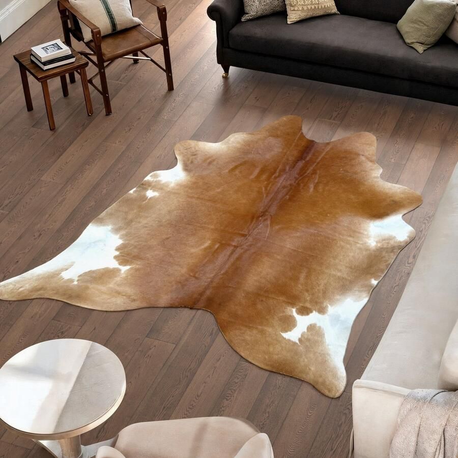 Koeienhuidvloerkleed.nl Koeienhuid Vloerkleed XL (Groot) Bruin 225 x 202 cm Koeienkleed Koeienvel Dierenvel Dierenhuid Koehuid Tapijt