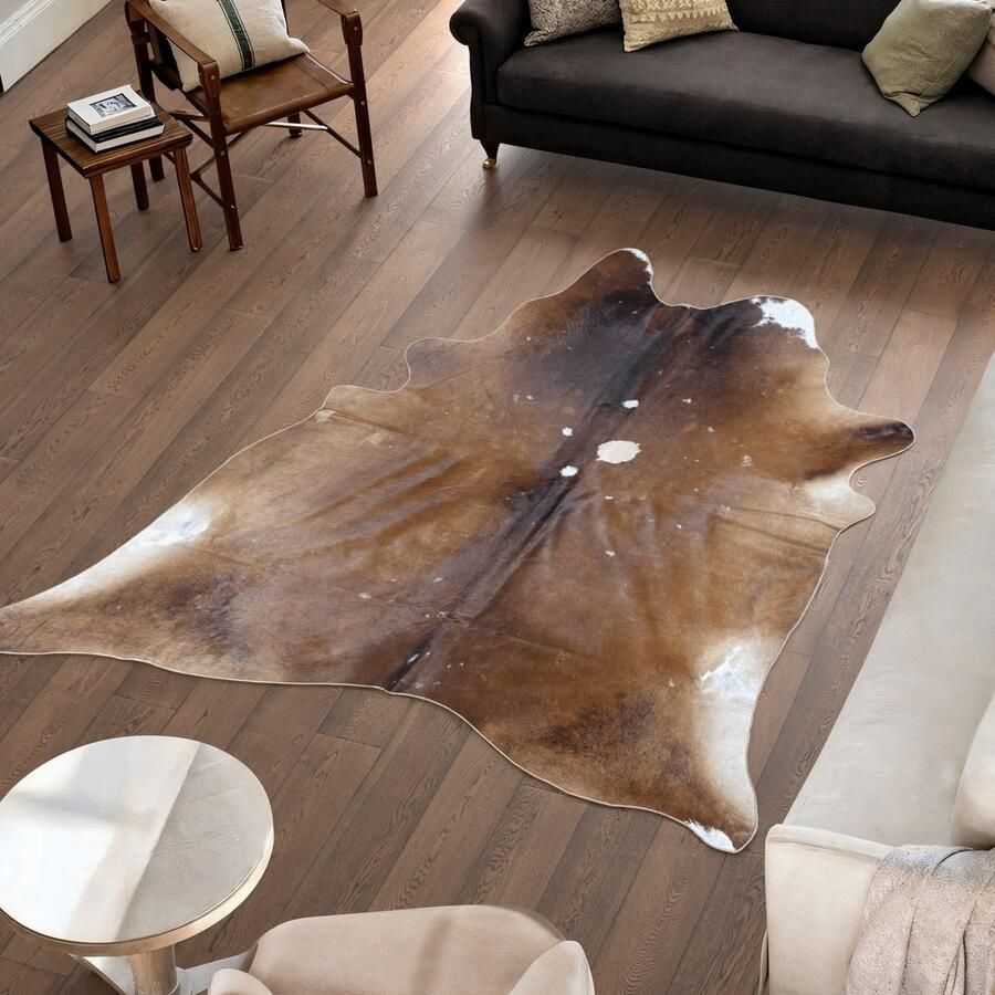 Koeienhuidvloerkleed.nl Koeienhuid Vloerkleed XL (Groot) Bruin 227 x 202 cm Koeienkleed Koeienvel Dierenvel Dierenhuid Koehuid Tapijt
