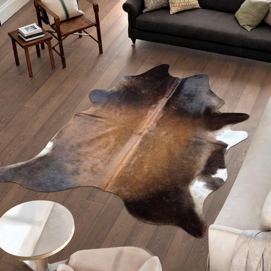 Koeienhuidvloerkleed.nl Koeienhuid Vloerkleed XL (Groot) Bruin 236 x 208 cm Koeienkleed Koeienvel Dierenvel Dierenhuid Koehuid Tapijt