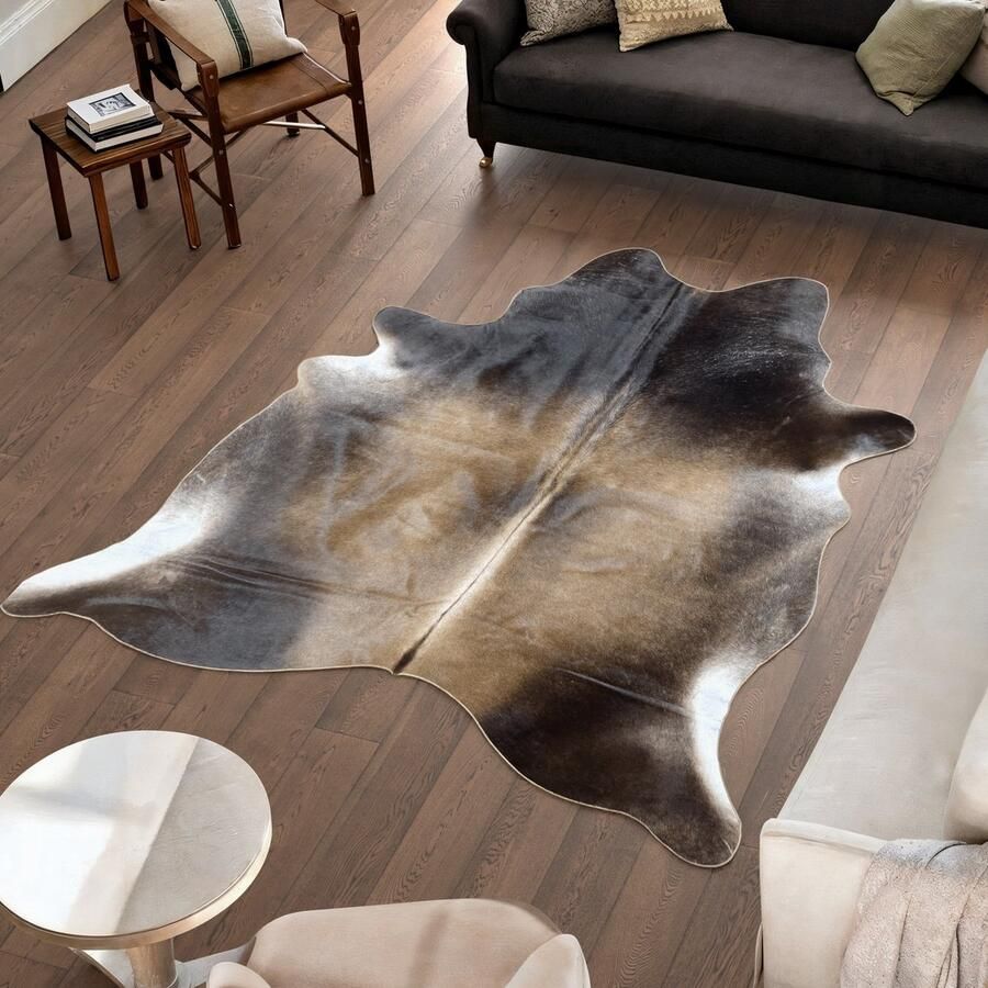 Koeienhuidvloerkleed.nl Koeienhuid Vloerkleed XL (Groot) Bruin Zwart 233 x 202 cm Koeienkleed Koeienvel Dierenvel Dierenhuid Koehuid Tapijt