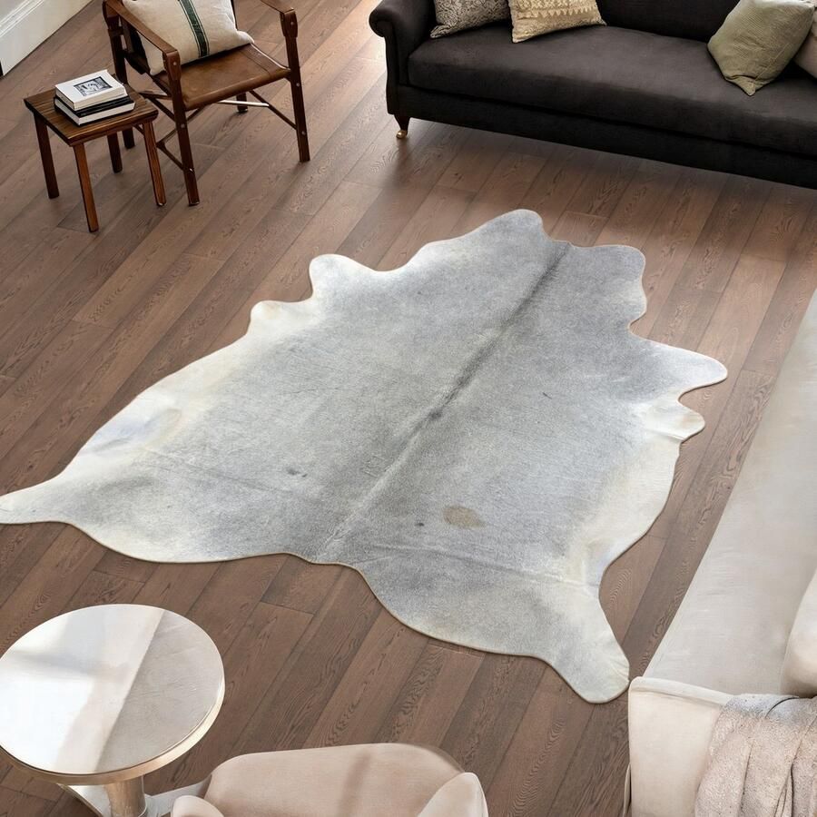 Koeienhuidvloerkleed.nl Koeienhuid Vloerkleed XL (Groot) Grijs 221 x 207 cm Koeienkleed Koeienvel Dierenvel Dierenhuid Koehuid Tapijt