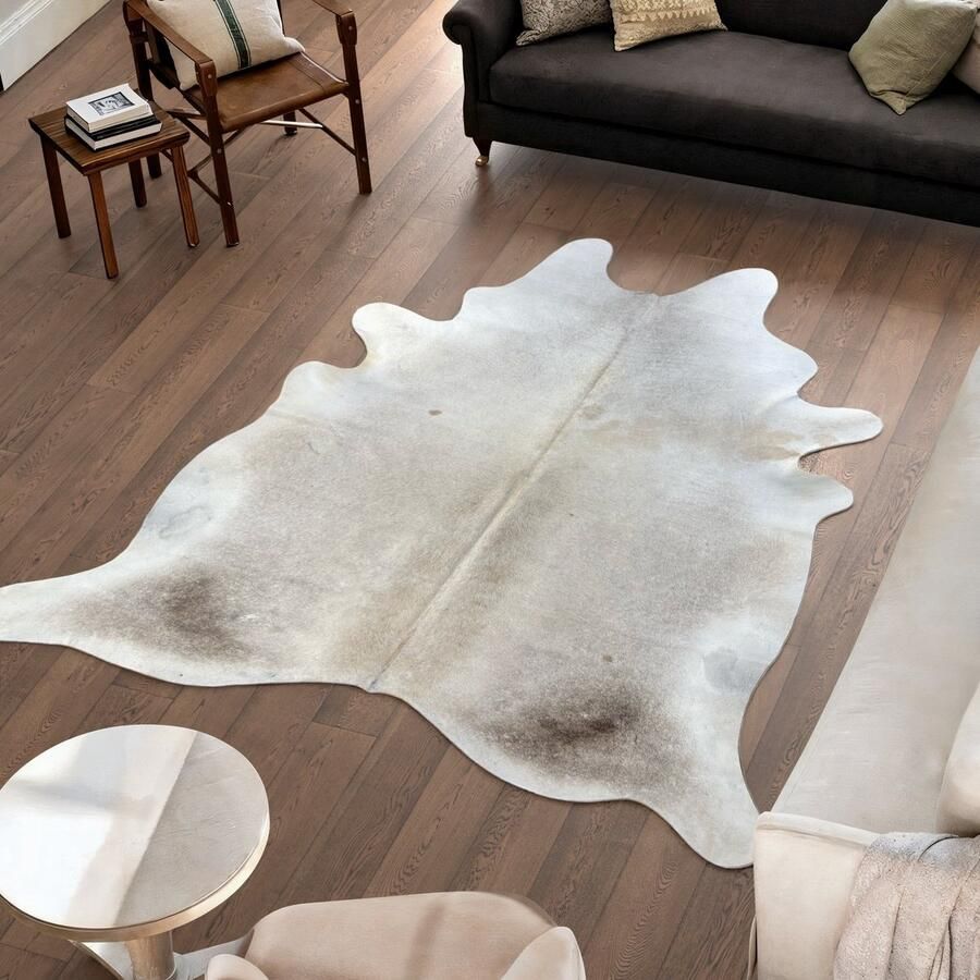Koeienhuidvloerkleed.nl Koeienhuid Vloerkleed XL (Groot) Grijs 232 x 218 cm Koeienkleed Koeienvel Dierenvel Dierenhuid Koehuid Tapijt