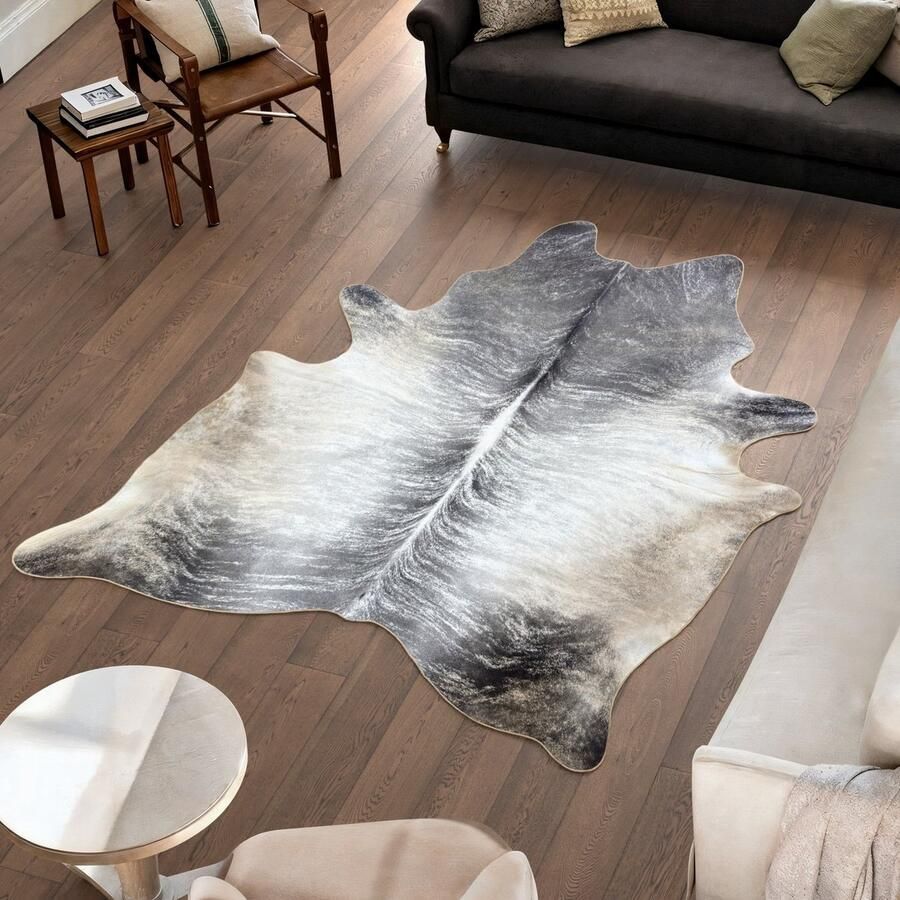 Koeienhuidvloerkleed.nl Koeienhuid Vloerkleed XL (Groot) Grijs 233 x 196 cm Koeienkleed Koeienvel Dierenvel Dierenhuid Koehuid Tapijt