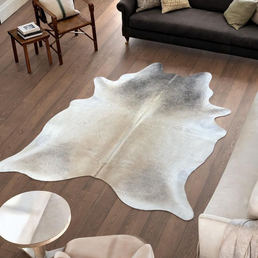 Koeienhuidvloerkleed.nl Koeienhuid Vloerkleed XL (Groot) Grijs Wit 232 x 199 cm Koeienkleed Koeienvel Dierenvel Dierenhuid Koehuid Tapijt